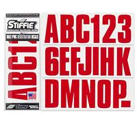 Stiffie Uniline Autocollants lettres alpha-numériques pour bateaux et bateaux 7,6 cm Rouge