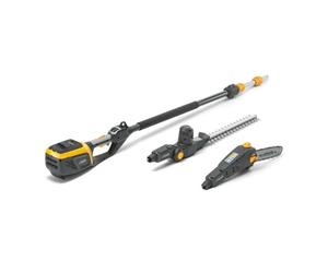 STIGA MT 500e Kit Outil Multifonction, 48 V 2 Ah, Lame 46 cm & Guide-Chaîne 25 cm - Poignée Pivotante 112°, Extension Télescopique - Taille-Haies et Élagage
