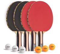 STIGA Performance Lot de 4 Raquettes de ping-Pong 4 Joueurs - Raquettes de Tennis de Table, 6 - 3 étoiles Orange et Blanc