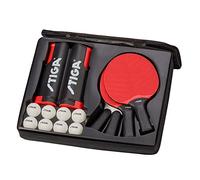 STIGA Set Seasons Anywhere Set de Tennis de Table : 4 Raquettes, 8 balles et Filet à roulettes Universel pour l'intérieur et l'extérieur pour Toute la Famille