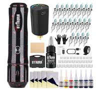 STIGMA Kit de Machine à Tatouer Complet pour Débutants avec Pro Batterie de Tatouage,20pcs Aiguilles pour Cartouches de Tatouage, Couleurs d'Encre de Tatouage STP89KITP802-2