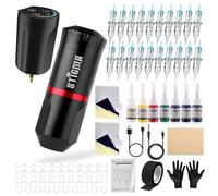 STIGMA Pro Machine à Tatouer avec Batterie, 20Pcs Aiguilles de Tatouage avec Kit de Tatouage Manuel avec Machine à Tatouer Rotative STQ49P802-1