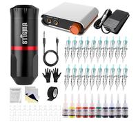 STIGMA Pro Machine à Tatouer Kit de Tatouage Complet avec 20Pcs Aiguilles de Tatouage Ensemble d'Encre de Tatouage Tattoo Machine Kit with Digital Tattoo Power SupplY STQ49P107-1