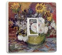 stika.co Lot de 2 bols tournesols et roses, motif art de Vincent Van Gogh pour interrupteur individuel autocollant en vinyle