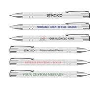 stika.co Lot de 20 Stylos Métalliques Personnalisés - Impression Couleur avec Logo et/ou Texte - Stylos Publicitaires pour Entreprises, Idéals comme Articles Promotionnels et Cadeaux d’Entreprise