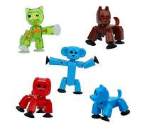 Stikbot Ensemble pour animaux de compagnie - Comprend 5 figurines articulées Stikbot Pets - Lapin vert, bouledogue rouge, chat rouge, chien bleu clair et singe bleu - dans un emballage respectueux de