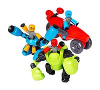 StikBot Zing Megabots Lot de 3 figurines articulées et véhicules méga - Turbo Cycle, Knockout et Avalanche