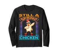 Still A Spring Chicken Funny Rooster Bounce Retro Farmer Manche Longue