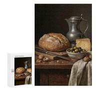 Still Life with Bread, Cheese, and Olives, Puzzle pour Adultes, 300 PCS, Édition Illustrée, comme Idée Cadeau pour Les Adultes Aimant Les Puzzles