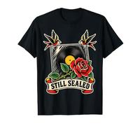Still Sealed Vinyl Record Old School Tattoo Rose Swallows T-Shirt Graphique avec Valeur