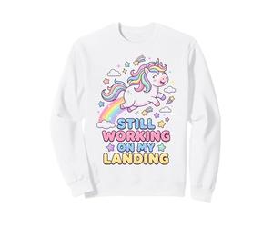 Still Working on My Landing Adorable Licorne Arc-en-Ciel Sweatshirt