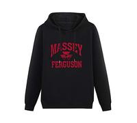 Stille Men's Heavyweight Hooded Massey Ferguson Gray Weathered Logo Long Sleeve Sweatshirts Black XL