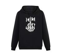 Stille Men's Heavyweight Hooded Motionless in White Middle Finger Long Sleeve Sweatshirts Black XXL
