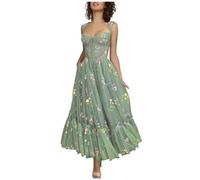 Stillluxury Robe de bal en tulle avec broderie florale pour juniors longueur thé robe de soirée PM39, a-vert, 38