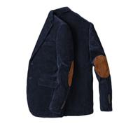 Stillluxury Veste en velours à patch au coude pour homme, veste de sport décontractée à revers à simple boutonnage, veste de mariage, bleu marine, 4XL