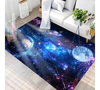 3D Tapis Star Galaxie Univers Motif Petit Tapis Salon Moderne Chambre Carre Antidérapant Enfant Ado Décoration Tapis, Gamer Tapis de Chaise Bleu Noir Lavable Antidérapant (E,60 x90 cm)