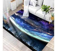 3D Tapis Star Galaxie Univers Motif Petit Tapis Salon Moderne Chambre Carre Antidérapant Enfant Ado Décoration Tapis, Gamer Tapis de Chaise Bleu Noir Lavable Antidérapant (C,80 x120 cm)