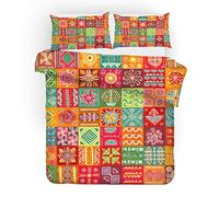 Stillshine Boho Parure de lit 2 Personnes Housse de Couette et Taie d'oreiller Coloré Baroque Totem Vintage Bohémien Style Ethnique Exotique Literie avec Zippée (Style 3, 220x240 cm)