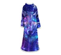 Stillshine. Couverture Polaire avec Manches, 3D Loup Couvertures Chaudes Sherpa Molletonnées Peluche pour Adulte Femmes et Hommes, Microfibre Couverture TV Canapé ou Lit 127x178 cm (Bleu)
