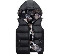 Stillshine Enfants Gilet Veste sans Manche Réversible Blouson Hiver Puffer Manteaux À Capuche Léger Bébé Chaud Vêtements d'automne et d'hiver 3-16 Ans (14T, Noir)