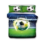 Stillshine Ensemble de literie 3 pièces Housse de Couette et Taies d'oreiller 3D Football Coupe du Monde Doux Couverture de lit Microfibre avec Fermeture à Glissière Parure de Lit 220x240