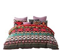 Stillshine. Ensemble de literie 3 Pièces Parure de Lit Mandala Bohême Rose Ethnique Style Imprimé Housse de Couette et 220X240 +Taies d'oreiller 80X80 CM (Rouge)