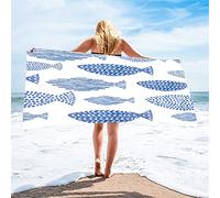 Stillshine. Extra Large Serviette de Plage en Microfibre XL XXL, Serviette de Bain à Absorption d'eau à Séchage Rapide, Océan Animal Tortue de Mer Poisson Motif,Garçon Fille (Couleur 3,75 × 150 cm)