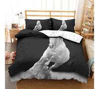 Stillshine . Housse de Couette Cheval 1 Personne Parure de lit 3D Animal Cheval Noir Blanc Rétro Housse de Couette et Taie d'oreiller Literie Garçon Jeunesse (Cheval 1, Lit Simple 140x200 cm)