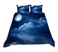 Stillshine. Housse de Couettes Ensemble de Literie Microfibre Ciel de Nuit Océan Sun Moon Lake Impression Enfant Fille Housses de Couettes Taies D'oreillers (Couleur 2,220 × 240 cm)