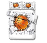 Stillshine . Parure de lit 220x240 Adulte Housse de Couette Basketball Sportif Style 3D Basketball Impression Élégant Literie Enfant Housse de Couette et Taie d'oreiller Garçon Fille