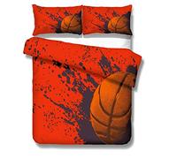 Stillshine . Parure de lit 220x240 Adulte Housse de Couette Basketball Sportif Style 3D Basketball Impression Élégant Literie Enfant Housse de Couette et Taie d'oreiller Garçon Fille