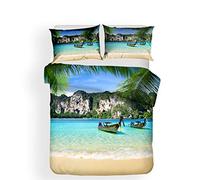 Stillshine Parure de lit Océan Paysage Housse de Couette Mer Plage étoile de Mer Lever du Soleil Coucher de Soleil Ciel Nuage Paysage 3D Imprimé Ensemble de literie (Mer 4, 220x240 cm)