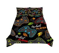 Stillshine. Parure de Lit pour Enfant Adultes Ado Garçon,3D Gamepad Couleur Imprimees 1/2 Personne 2/3 Piece Sets de Housse de Couette Gamer Console +Taie d'oreiller Noir Graffiti Cool (180x220cm)