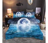Stillshine Parures de lit Galaxie 3D Planète été Océan Plage Dauphin Ondulation Vert Forêt Impression Numérique Housse de Couette et Taie Bleu Blanc Vert (Galaxy Planet, Lit Double 200x200 cm)