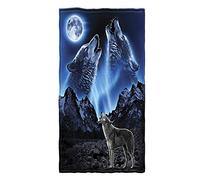 Stillshine. Serviette de Plage 3D Loup Lune Attrapeur de Rêves Grande Taille XXL Adulte Homme Ado Enfant Garcon Microfibre Serviette de Bain Couvertur Tapis de Plage Spa (Bleu,150 x 200 cm)