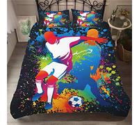 Stillshine Sports de Football Ensemble de literie Yin Yang Feu d'eau Multicolore Graffiti, Parures de lit Adulte 2 Personnes Housse de Couette Enfants Garçon Fille Microfibre (Football 15,200x200 cm)