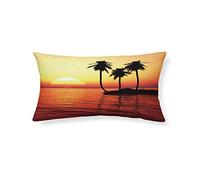 Taies d'oreiller Océan Paysage Literie Mer Plage Lever du Soleil Coucher de Soleil Cocotier Ciel Bleu Blanc Nuage Microfibre Taies d'oreiller 2 Pièces (Mer 3,50x75 cm)