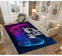 Stillshine. Tapis Chambre Gamer Galaxie Lune Ado Garcon Enfant Adulte,Tapis De Salon Bain Home Antiderapant 3D Gamepad Décoration Tapis Poil Ras Flanelle Tout Doux Moderne Noir Bleu (Bleu,120x160 cm)
