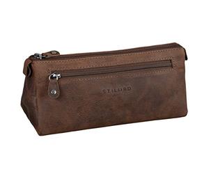STILORD Alexis Trousse pour Femme en Cuir aux Motifs Fleuris Trousse de Maquillage Pochette Étui pour Crayons Cuir Véritable Vintage Couleur:Espresso - Marron