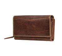 STILORD 'Alissa' Porte-Monnaie Femme Cuir Grand Format avec Porte-Carte Fermeture Éclair et Bouton Pression Idéal comme Pochette Porte-Feuille RFID ou Porte Chequier Long, Couleur:Salerno - Marron