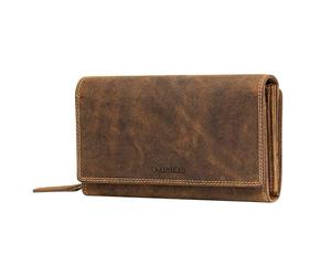 STILORD 'Alissa' Porte-Monnaie Femme Cuir Grand Format avec Porte-Carte Fermeture Éclair et Bouton Pression Idéal comme Pochette Porte-Feuille RFID ou Porte Chequier Long, Couleur:Bergamo - Marron
