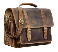STILORD 'Andro' Sac Enseignant Homme Cuir Vintage Cartable de Professeur pour Classeur A4 PC Portable 14 Pouces Sac à Bandoulière en Cuir véritable, Couleur:Marron Moyen