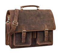 STILORD 'Anton' Sac Serviette en Cuir Véritable XL - Compartiment pour Ordinateur Portable de 15.6' - Amovible - Version Améliorée, Couleur:Kreta - Brun