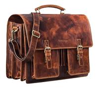 STILORD 'Anton' Sac Serviette en Cuir Véritable XL - Compartiment pour Ordinateur Portable de 15.6' - Amovible - Version Améliorée, Couleur:Kara - Cognac
