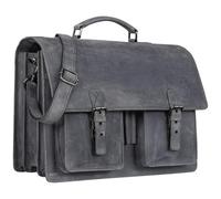 STILORD 'Anton' Sac Serviette en Cuir Véritable XL - Compartiment pour Ordinateur Portable de 15.6' - Amovible - Version Améliorée, Couleur:Carbon - Gris