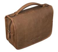 STILORD 'Arlo' Trousse de Toilette Cuir à Suspendre Sac Cosmétique Trousse de Maquillage en Cuir Vintage, Couleur:Marron Moyen