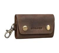 STILORD Atticus Porte vec Mousqueton Cuir Étui Vintage Mini Portre-Clefs Petit Pochette Organiseur en Cuir Mini Porte Cartes avec Boîte Cadeau Couleur:Marron Moyen