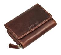 STILORD "Beverly Portefeuille Femme Cuir Taille Moyenne Porte Monnaie Cuir Veritable Porte Feuille Moyen Format avec Fermeture éclair Poche à Monnaie et Porte-Cartes RFID Couleur:Kara - Cognac