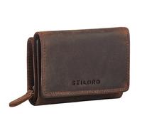 STILORD 'Bloom' Vintage Petit Porte Monnaie Femme Cuir Véritable Multi Poches Mini Portefeuille Cuir Véritable avec Porte Carte RFID Protection Carte Bancaire Pochette, Couleur:Kreta - Brun