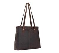 STILORD 'Brenda' Sac Fourre Tout Femme Cuir Sac à Main Porté Épaule Sac Cabas pour Femme idéal comme Sac Travail Sac Étudiante en Cuir Vértable, Couleur:Cognac - Marron foncé